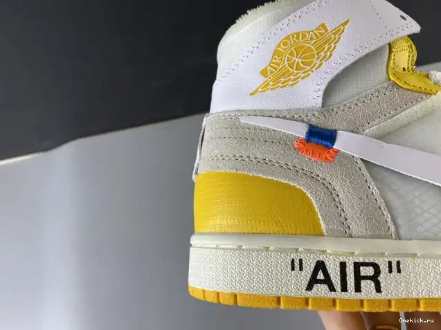 One Kick Air AQ0818-149 Powder Dark 1 Jordan Off-White NRG Yellow-Cone x White 0706